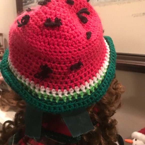 🎉HP🎊Watermelon Hand Crochet Baby Blanket Hat - Picture 4 of 16